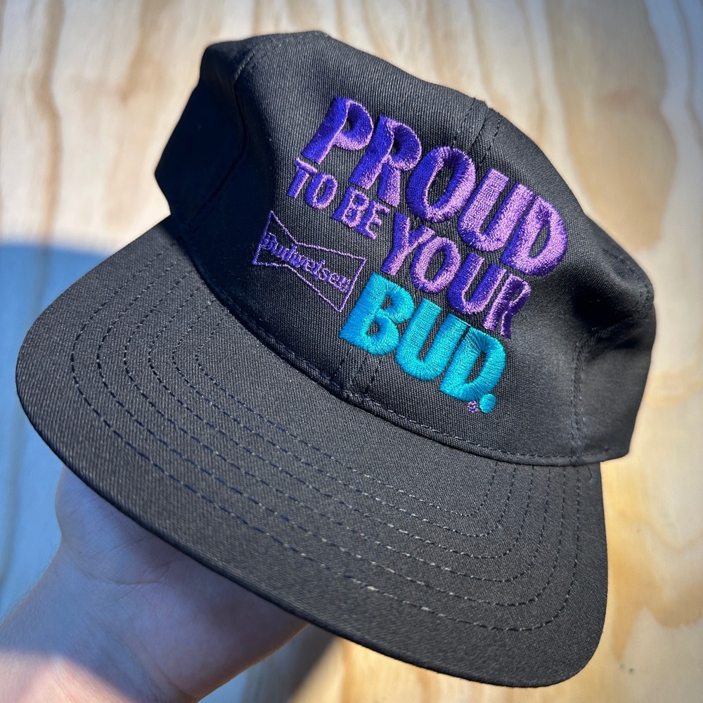 Budweiser Proud To Be Your Bud Vintage Snapback Hat Black Made in USA OSFM
